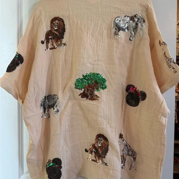 Ellory Kate Animal Kingdom sequin top Mickey Disney - Picture 5 of 5